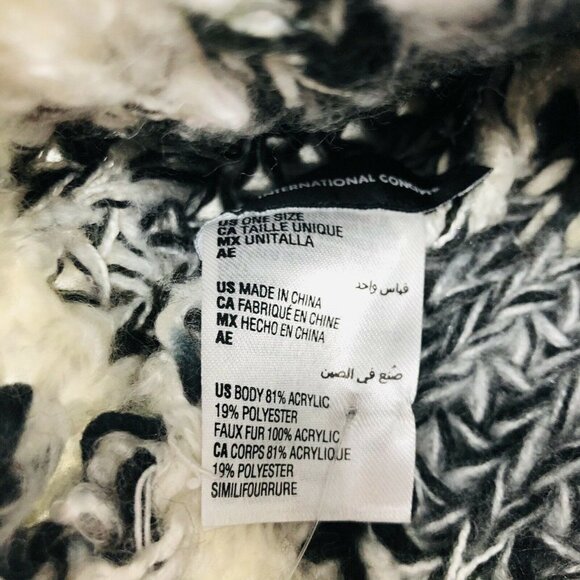 INC Colorblock Mega Pom Beanie Hat Black 345 - Picture 5 of 5